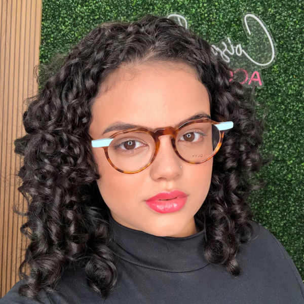 Armação de Óculos Redondo DL8004 Tartaruga e Azul